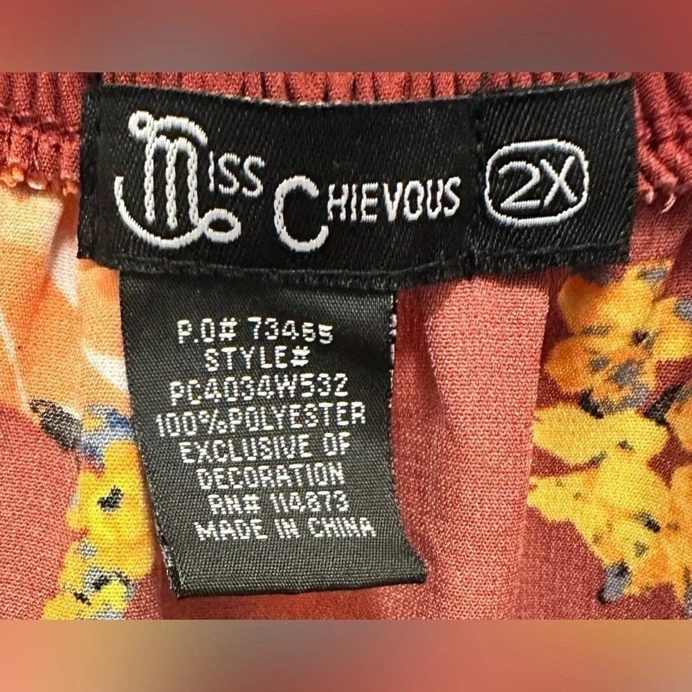 Miss Chievous Women’s Off the Shoulder Red Floral Blouse Size 2X - Picture 6 of 6